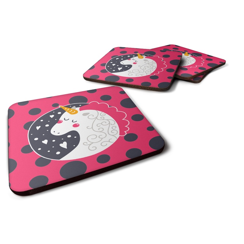 Unicorn Pink Polkadots Foam Coaster  BB7136FC