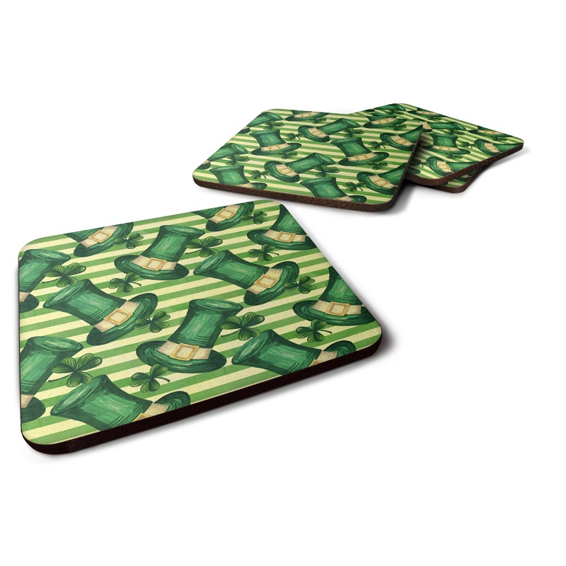 Watercolor St Patrick's Day Leprechan Hat Foam Coaster  BB7558FC
