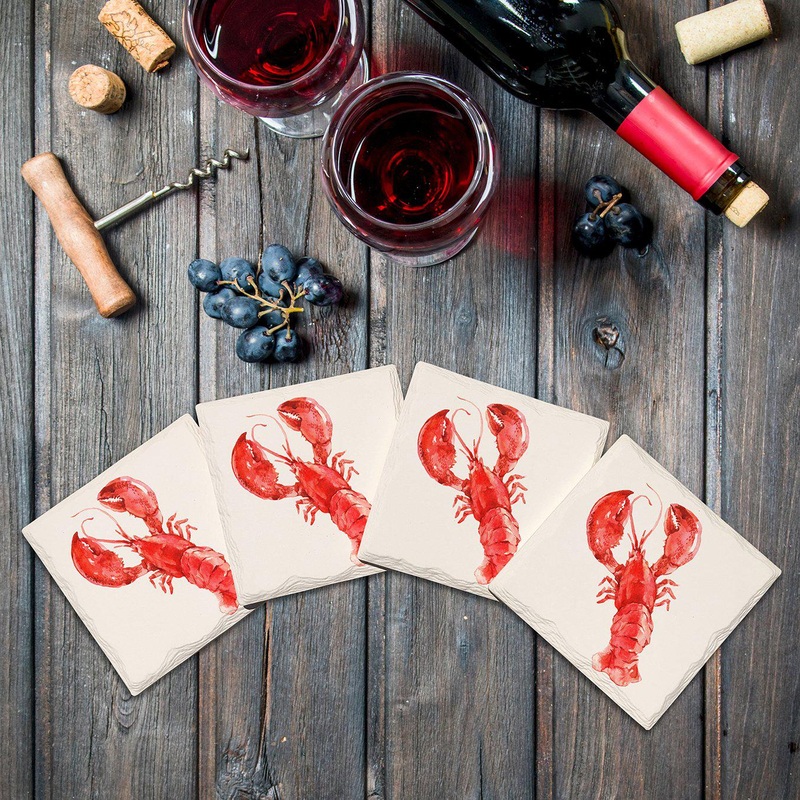 Big Red Lobster |Drink Coaster Set