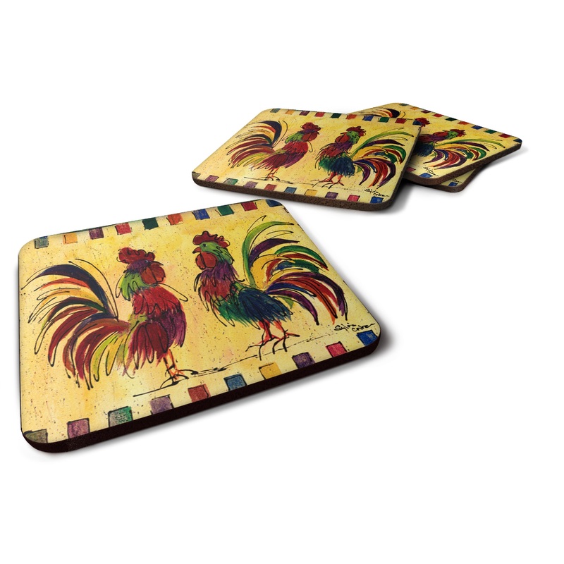 Bird - Rooster Coasters - Set of 4 Lightweight Foam, Absorbent Drink Coasters