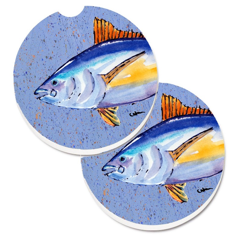 Tuna Fish Car Coasters  Set of 2 - Absorbent Stone with Fun & Functional Artwork 8535CARC