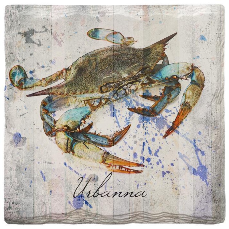 Urbanna Watercolor Blue Crab Coaster Set