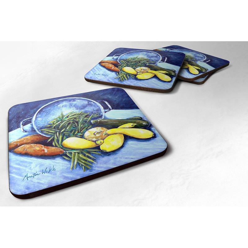Vegetables Veg For All Coasters - Set of 4 Lightweight Foam, Absorbent Drink Coasters
