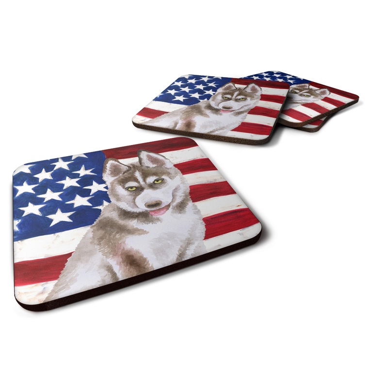 Siberian Husky Grey Patriotic Foam Coaster  BB9696FC
