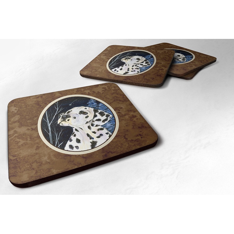 Starry Night Dalmatian Coasters - Set of 4 Lightweight Foam, Absorbent Drink Coasters