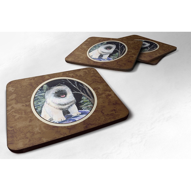 Starry Night Keeshond Coasters - Set of 4 Lightweight Foam, Absorbent Drink Coasters