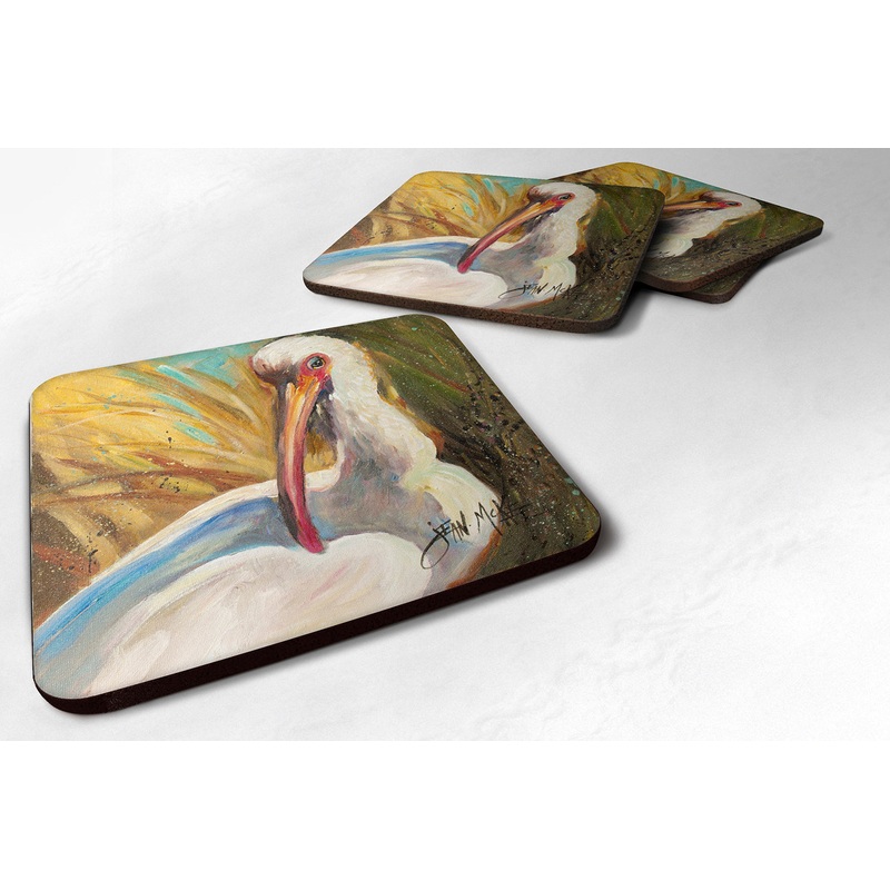 White Ibis Coasters - Set of 4 Lightweight Foam, Absorbent Drink Coasters JMK1222FC