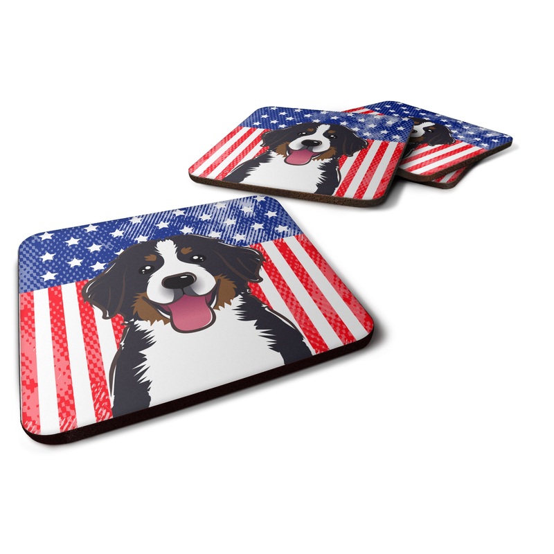 American Flag and Bernese Mountain Dog Foam Coaster