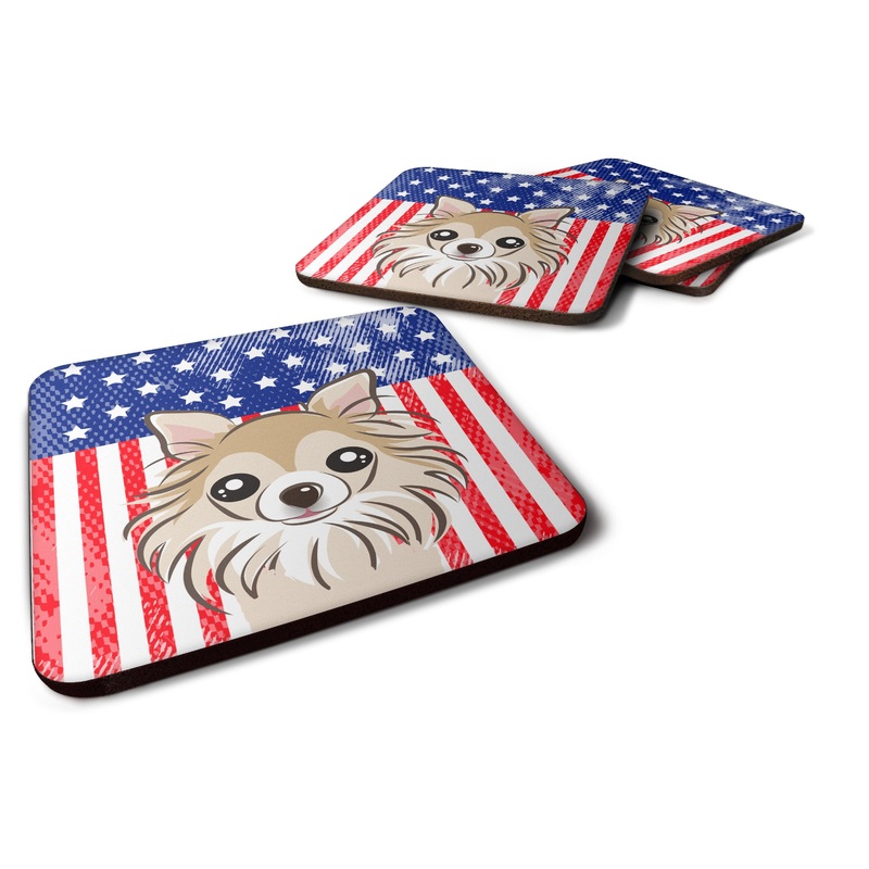 American Flag and Chihuahua Foam Coaster
