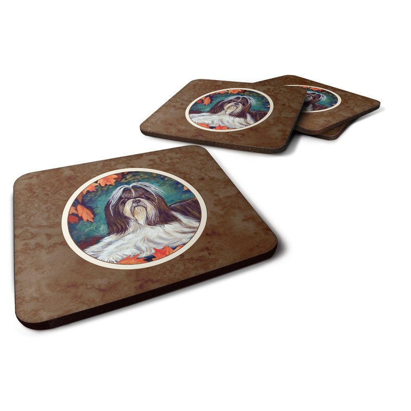 Autumn Leaves Shih Tzu Foam Coaster  7182FC