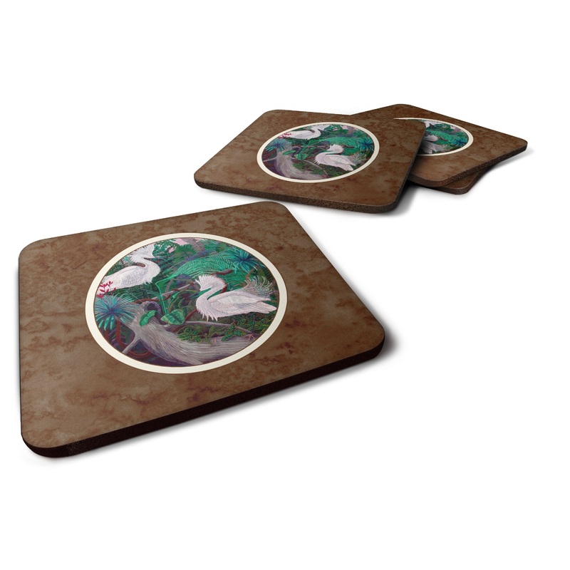 Bird - Egret Foam Coaster  7142FC