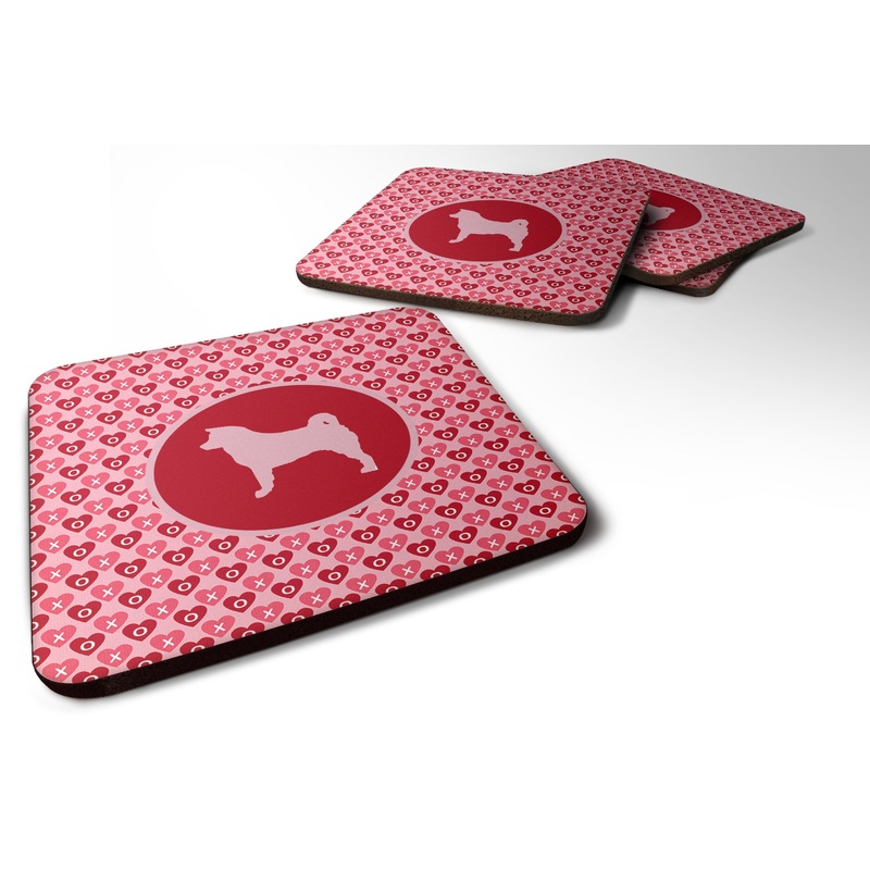 Akita Valentine Hearts Coasters - Set of 4 Lightweight Foam, Absorbent Drink Coasters