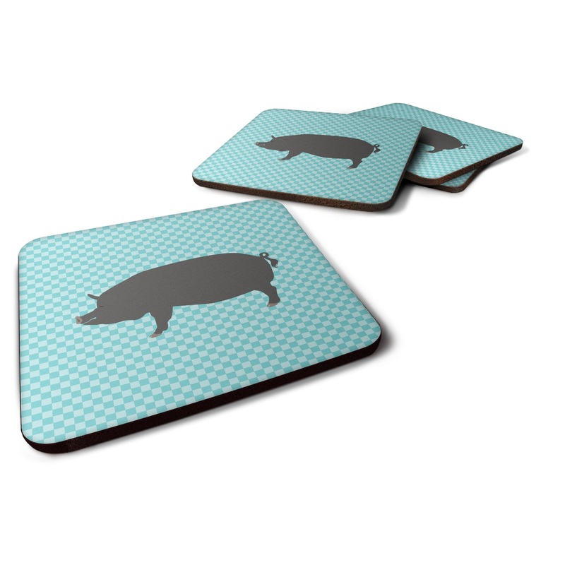 Berkshire Pig Blue Check Foam Coaster  BB8107FC