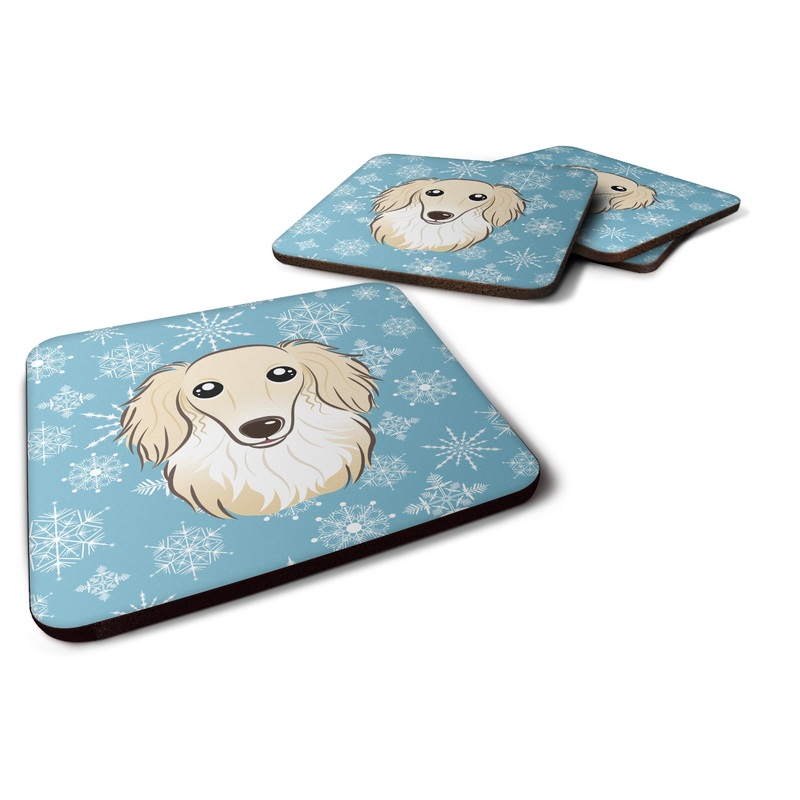 Snowflake Longhair Creme Dachshund Coasters - Set of 4 Lightweight Foam, Absorbent Drink Coasters BB1646FC