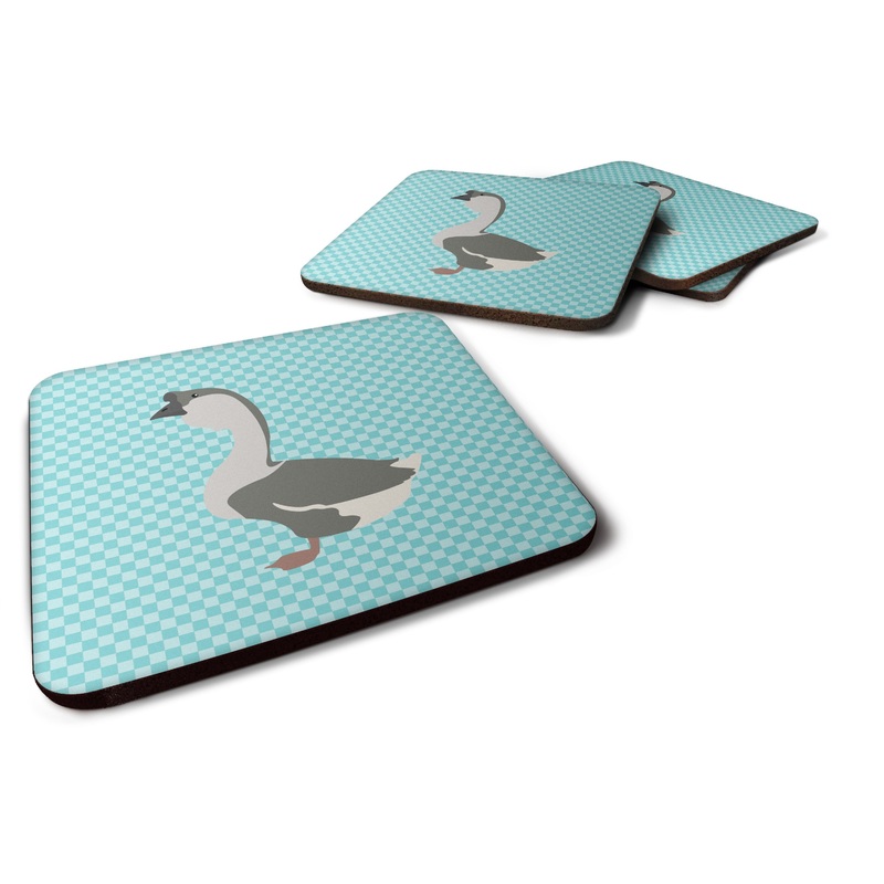 African Goose Blue Check Foam Coaster  BB8073FC