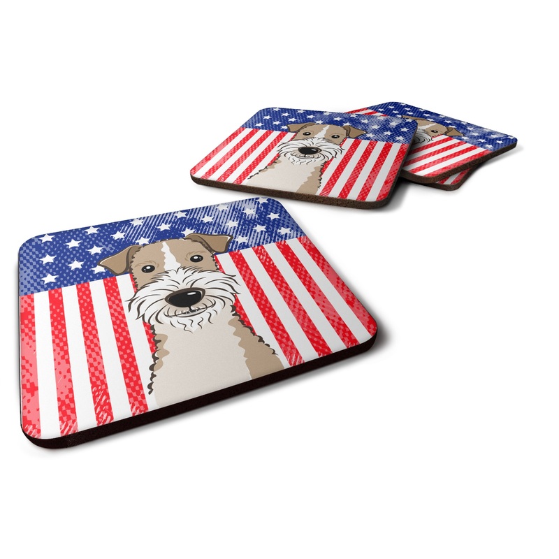 American Flag and Wire Haired Fox Terrier Foam Coaster
