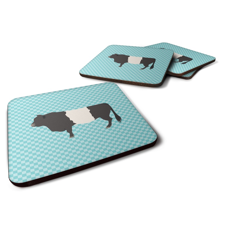 Belted Galloway Cow Blue Check Foam Coaster  BB8005FC