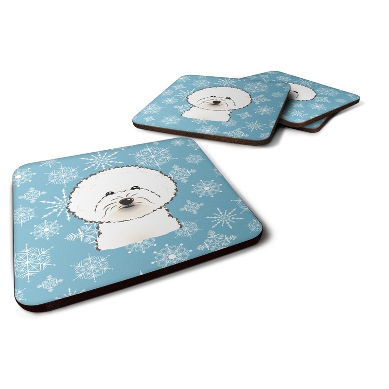Snowflake Bichon Frise Coasters - Set of 4 Lightweight Foam, Absorbent Drink Coasters BB1651FC