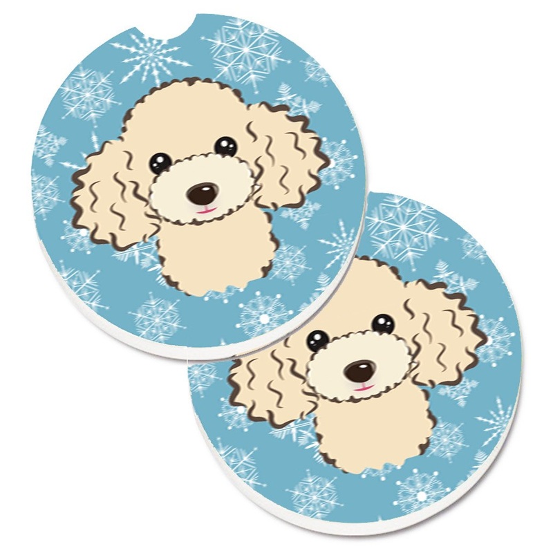 Snowflake Buff Poodle Car Coasters  Set of 2 - Absorbent Stone with Fun & Functional Artwork BB1692CARC