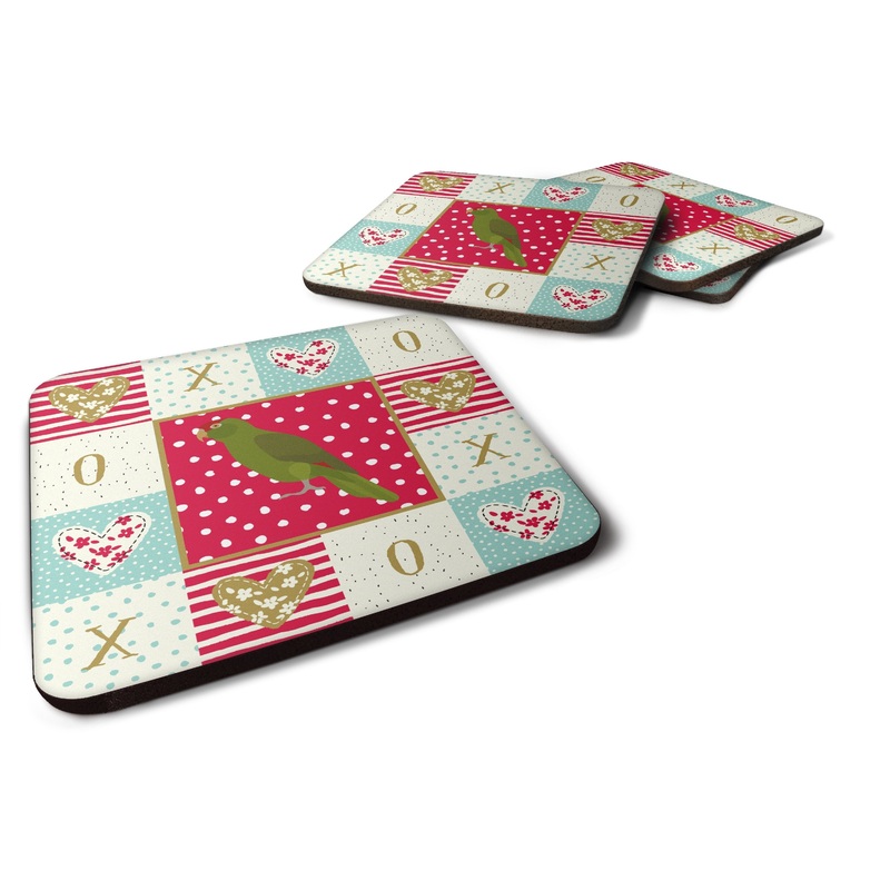 Amazon Parrot Love Coasters - Set of 4 Lightweight Foam, Absorbent Drink Coasters  CK5519FC