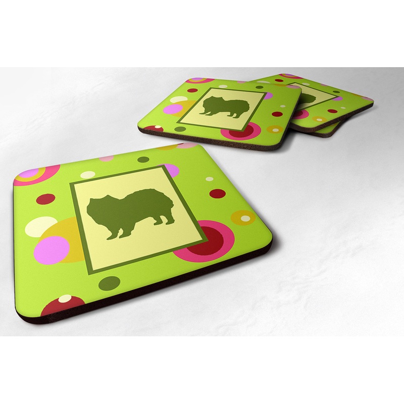 American Eskimo Coasters - Set of 4 Lightweight Foam, Absorbent Drink Coasters