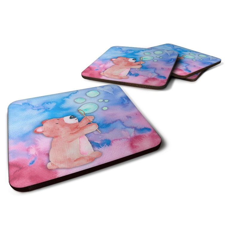 Bear and Bubbles Watercolor Foam Coaster  BB7347FC