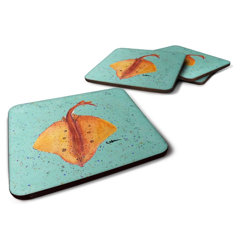 Stingray Coasters - Set of 4 Lightweight Foam, Absorbent Drink Coasters