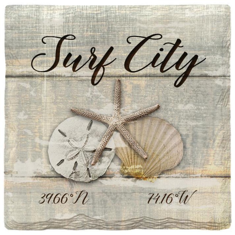 Surf City Triple Shells Grey Coaster Set