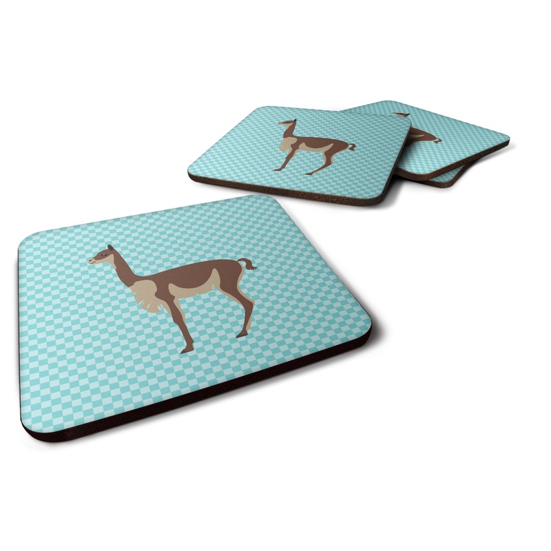 Vicugna or Vicuna Blue Check Foam Coaster  BB8091FC
