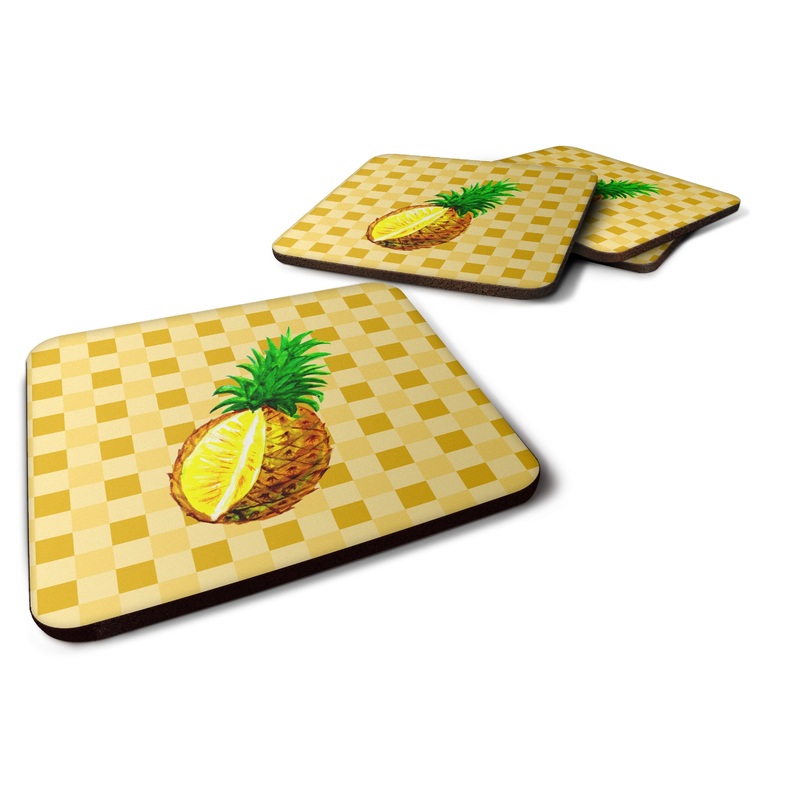 Whole Pineapple Cut on Basketweave Foam Coaster  BB7247FC