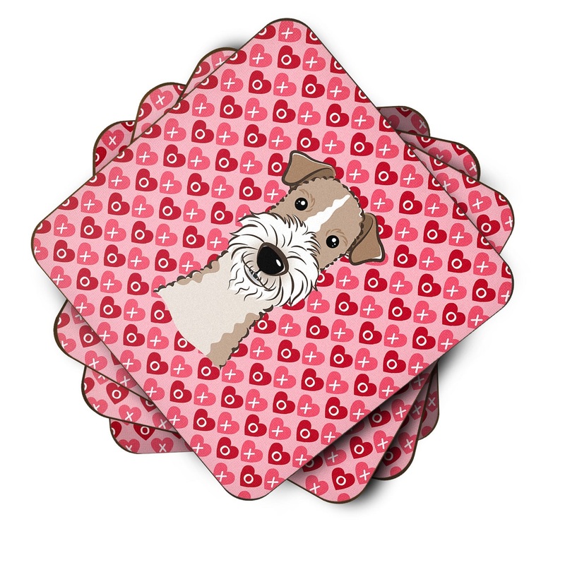 Wire Haired Fox Terrier Hearts Foam Coaster  BB5317FC