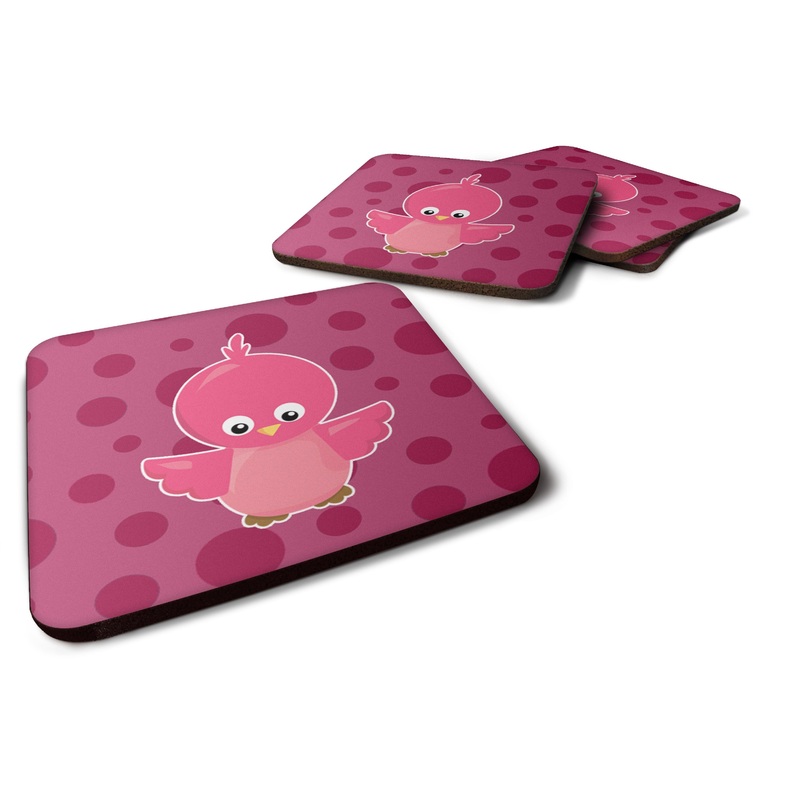 Bird on Pink Polkadots Foam Coaster  BB7014FC