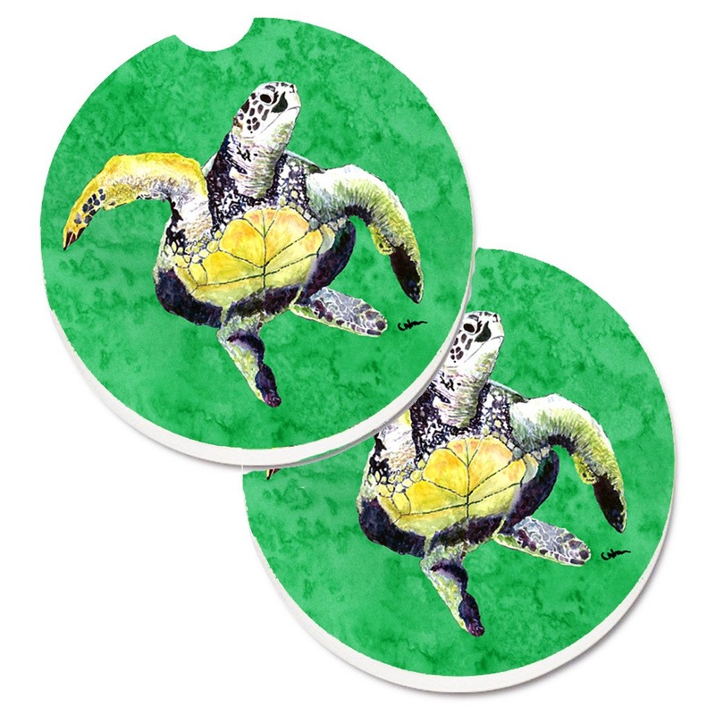 Turtle Car Coasters  Set of 2 - Absorbent Stone with Fun & Functional Artwork 8671CARC