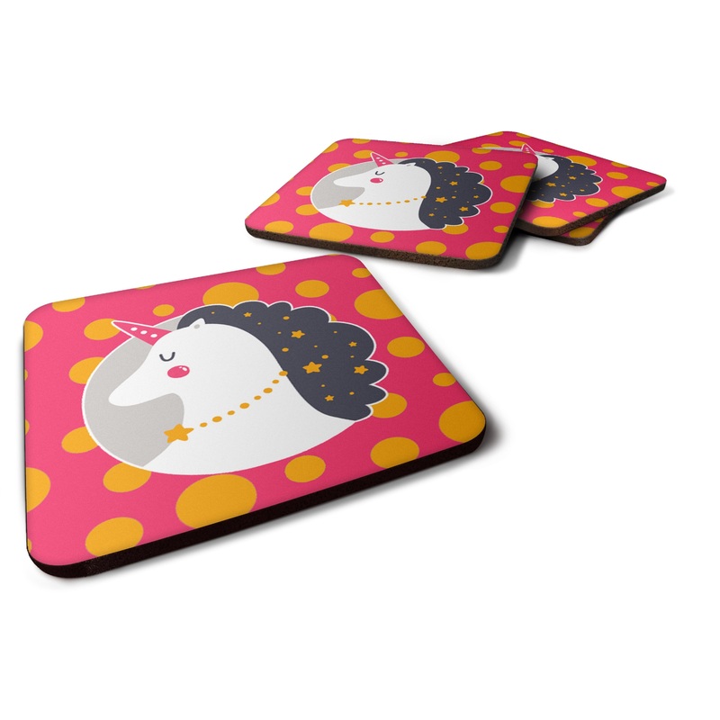 Unicorn Orange Polkadots Foam Coaster  BB7138FC