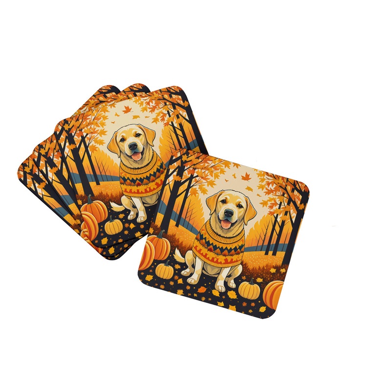 Yellow Labrador Retriever Fall Foam Coaster