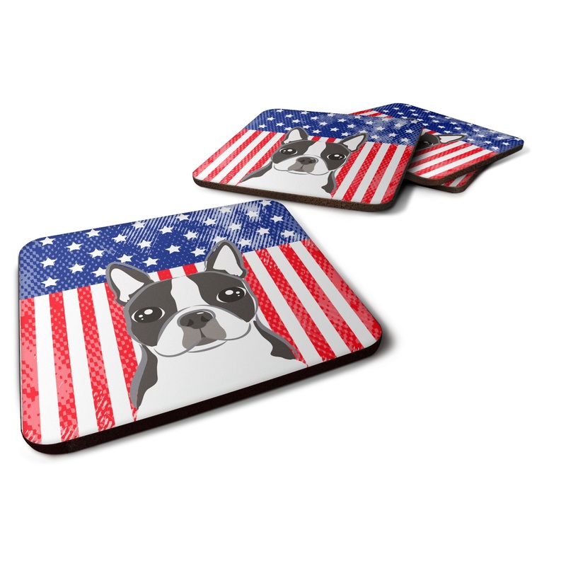 American Flag and Boston Terrier Foam Coaster