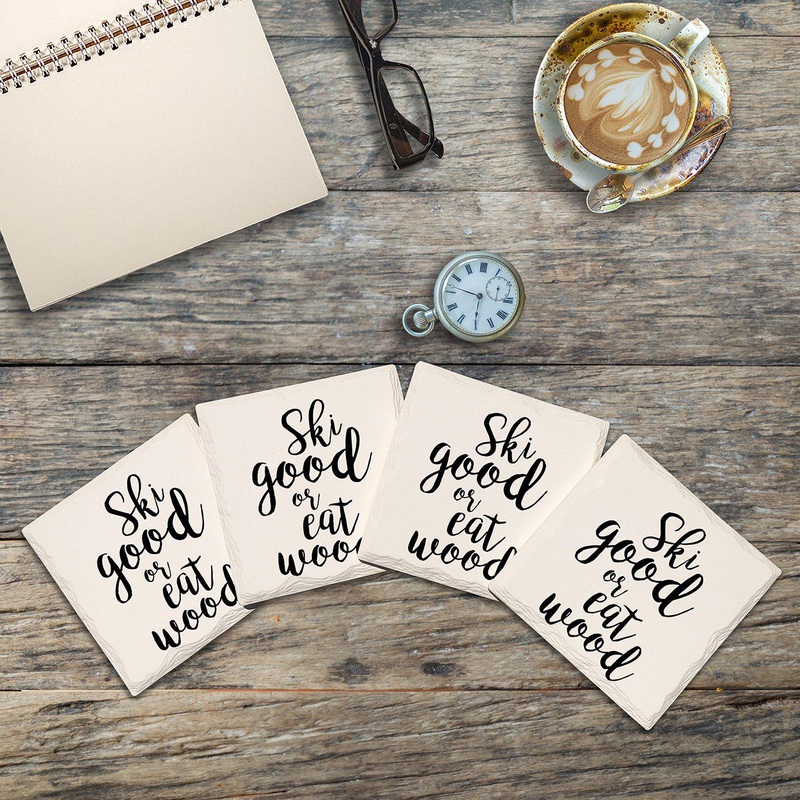 Ski Good Or Eat Wood Drink Coaster Set