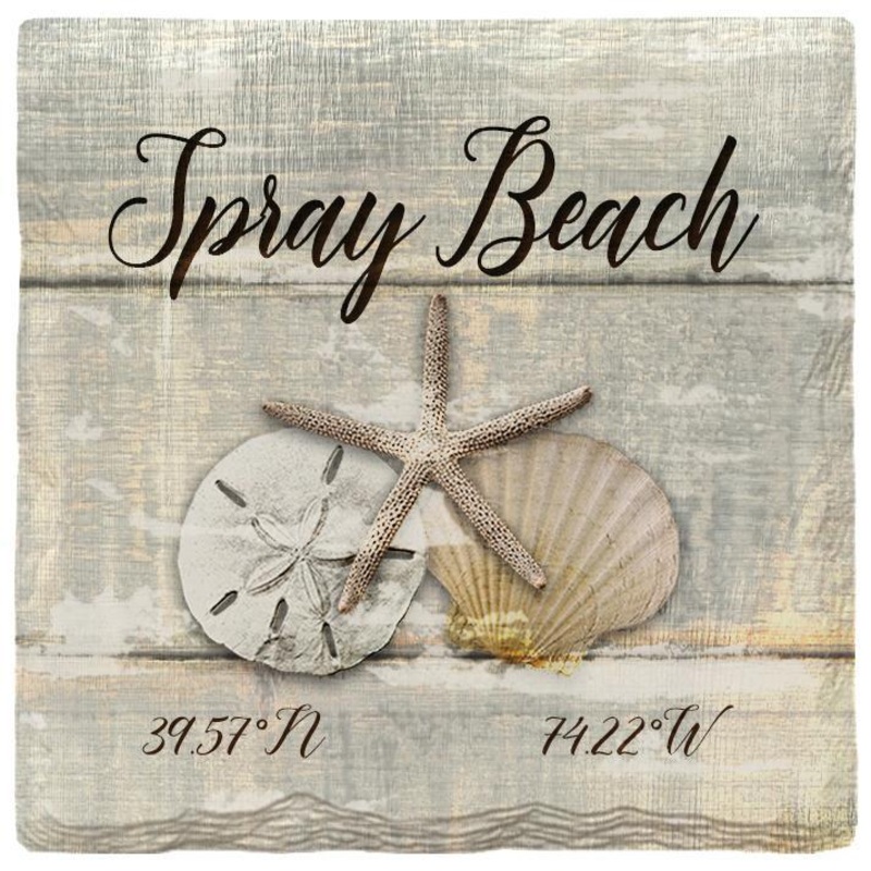Spray Beach Triple Shells Grey Coaster Set