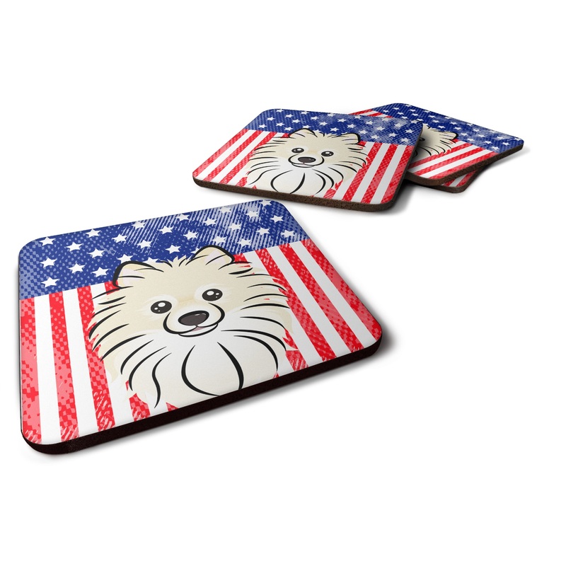 American Flag and Pomeranian Foam Coaster