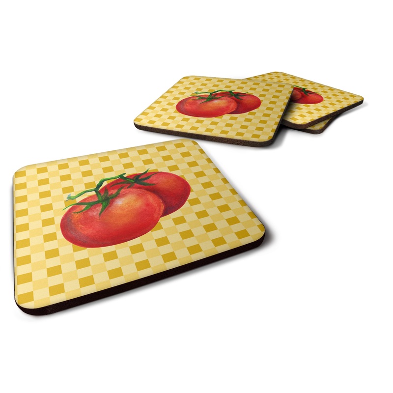 Tomato on Basketweave Foam Coaster  BB7215FC