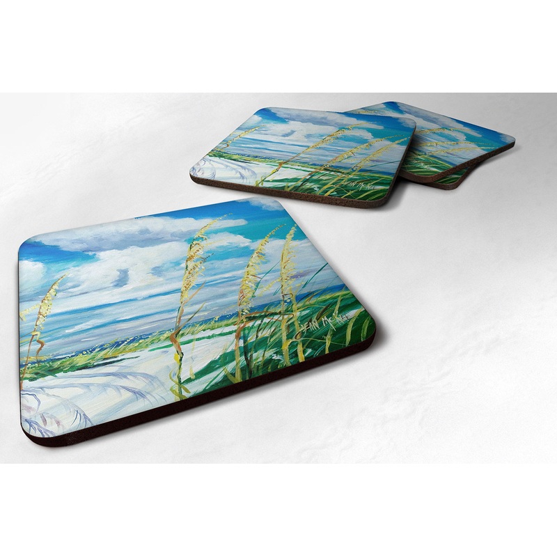 Sea Oats Coasters - Set of 4 Lightweight Foam, Absorbent Drink Coasters JMK1271FC