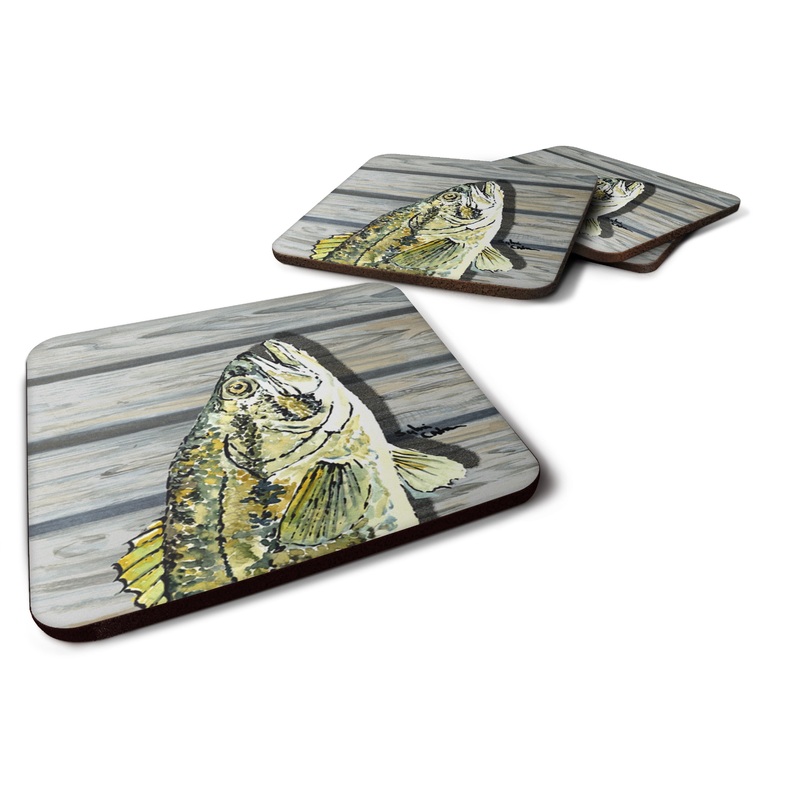 Small Mouth Bass Coasters - Set of 4 Lightweight Foam, Absorbent Drink Coasters