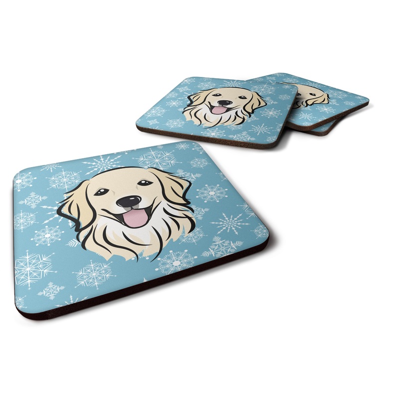 Snowflake Golden Retriever Coasters - Set of 4 Lightweight Foam, Absorbent Drink Coasters BB1639FC