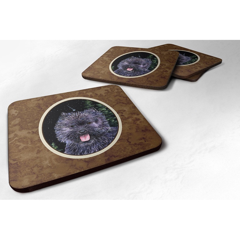 Starry Night Cairn Terrier Coasters - Set of 4 Lightweight Foam, Absorbent Drink Coasters