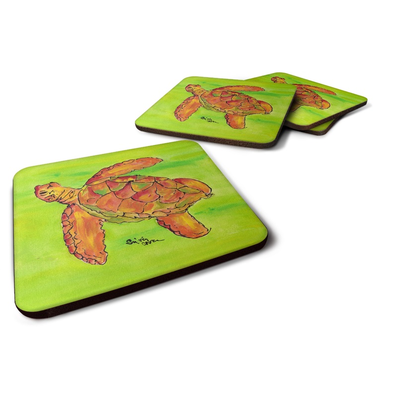 Turtle Coasters - Set of 4 Lightweight Foam, Absorbent Drink Coasters