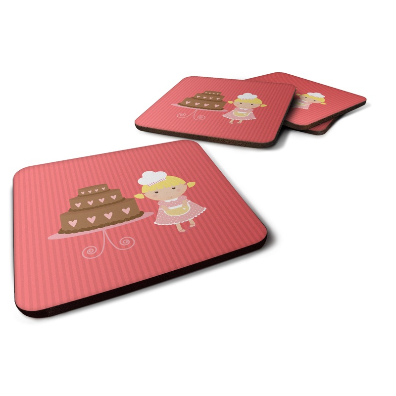 Valentine's Cake Baker Blonde Foam Coaster  BB7265FC