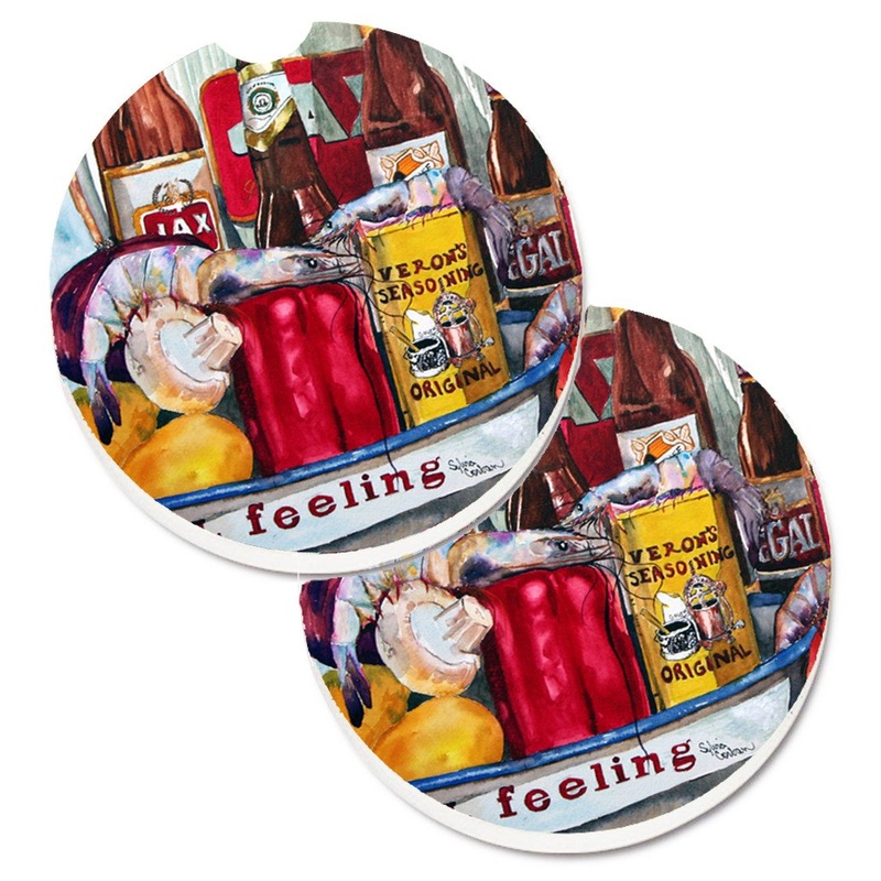 Veron's and New Orleans Beers Car Coasters  Set of 2 - Absorbent Stone with Fun & Functional Artwork 1010CARC
