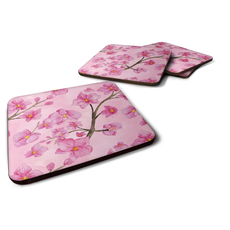 Watercolor Pink Flowers Foam Coaster  BB7505FC