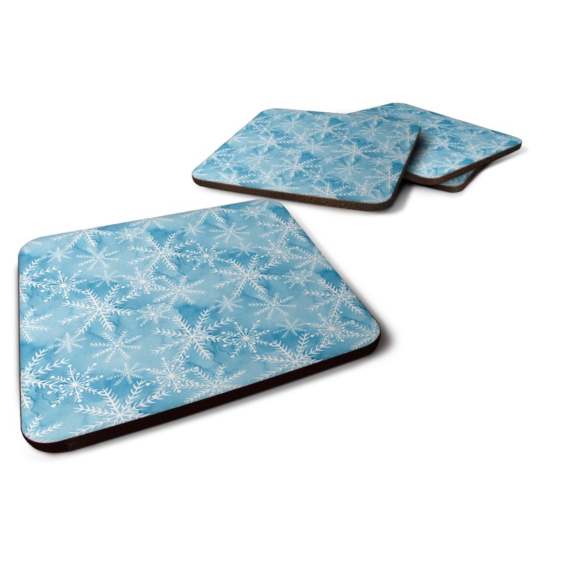 Watercolor Snowflake on Blue Foam Coaster  BB7553FC