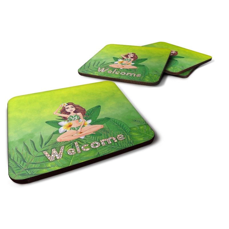 Welcome Lady in Bikini Summer Foam Coaster  BB7457FC